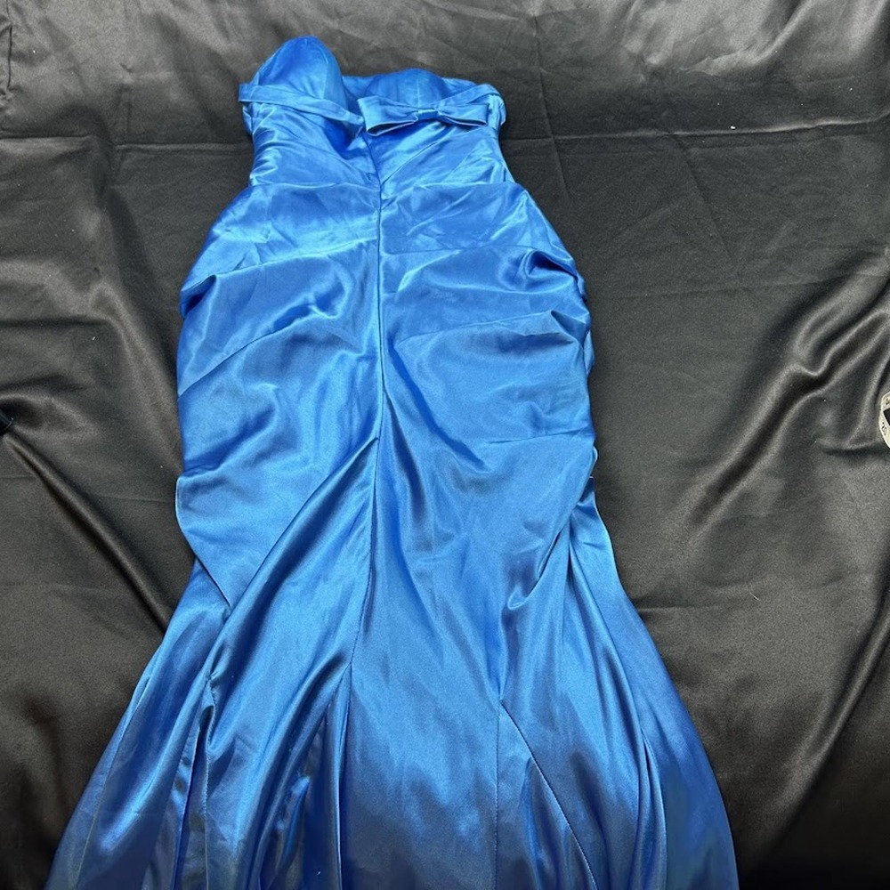 Joli Prom Blue Strapless Satin Ruched Mermaid Evening Gown Dress Size 2